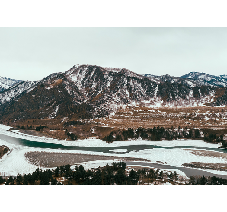 Landscape mural wallpaper mountain river view - TenStickers