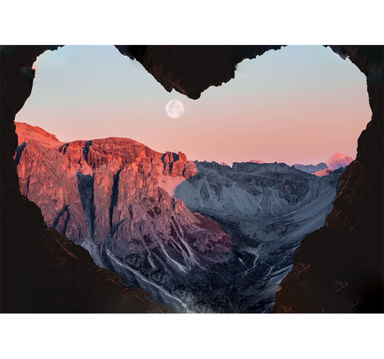 Nature wall mural heart-shaped mountain view - TenStickers
