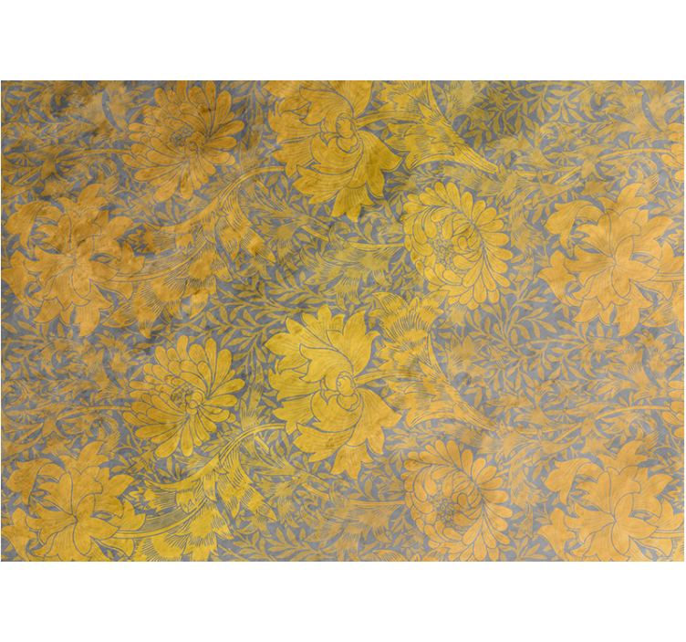 3D golden concrete flowers Wall Mural - TenStickers