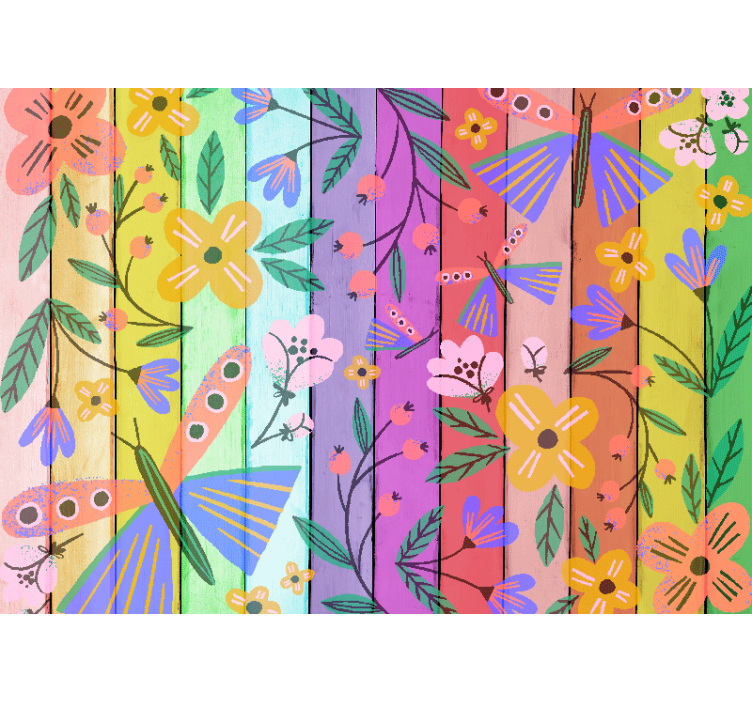Colorful flowers on wood Marriage Wall Murals - TenStickers