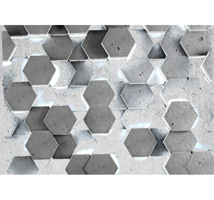 Hexagons on a concrete wall 3D Wall Mural - TenStickers