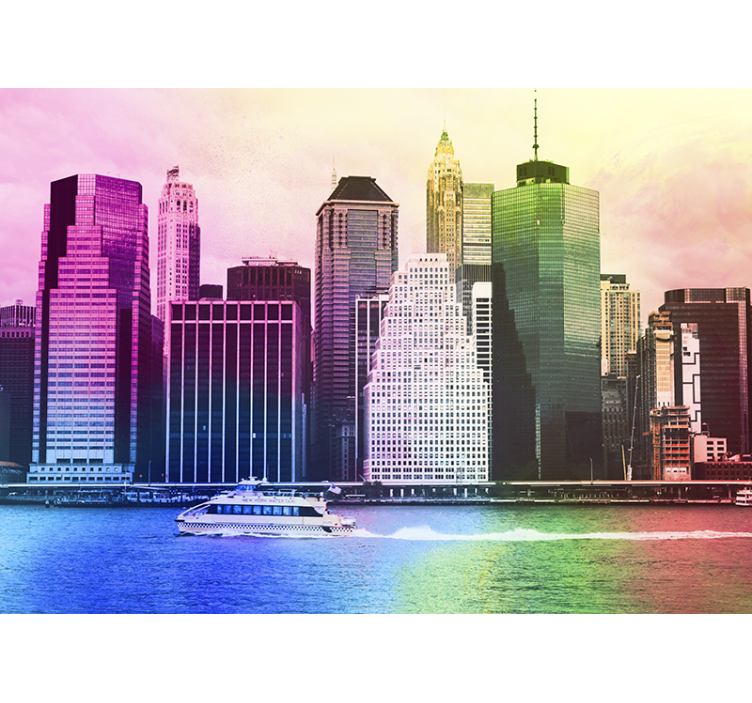Lively cityscape city wall mural - TenStickers