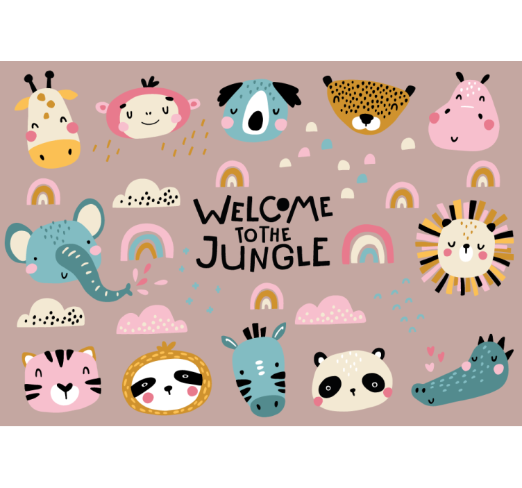 Animal wall mural cute jungle creatures - TenStickers