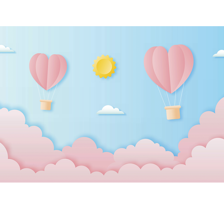 Love wall mural heart shaped balloons - TenStickers
