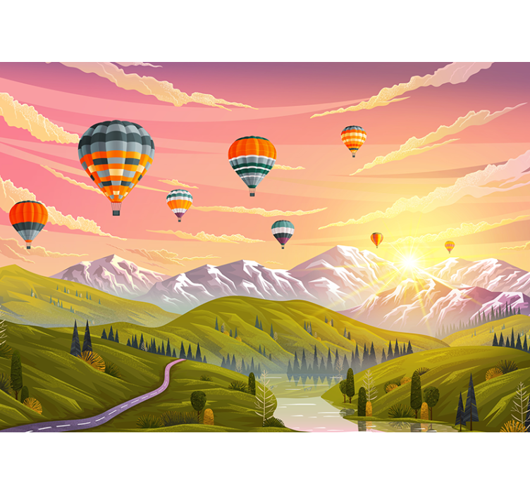 Colorful hot air balloons Kids wall Murals - TenStickers