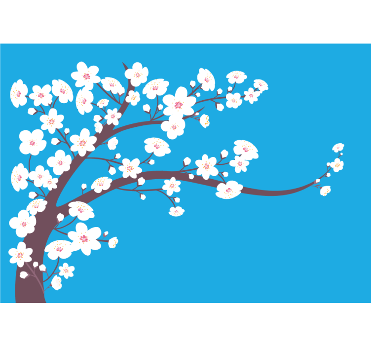Flower mural sakura blossom branch - TenStickers