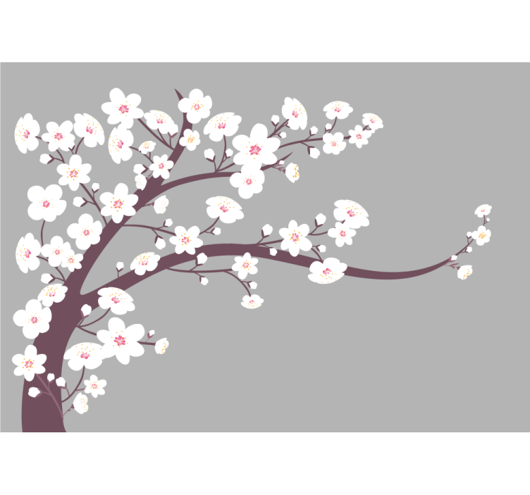 Flower mural blooming cherry branch - TenStickers