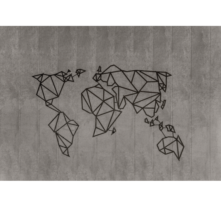 World map wall mural geometric world outline - TenStickers