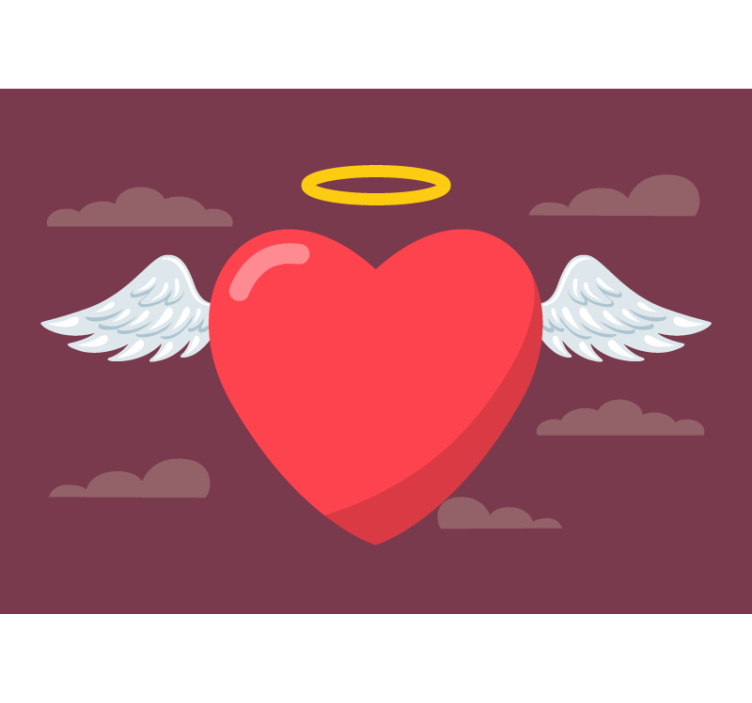 Love wall mural heart with wings - TenStickers