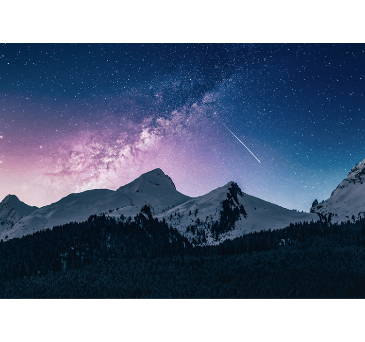 Mountain wall mural majestic starry night - TenStickers