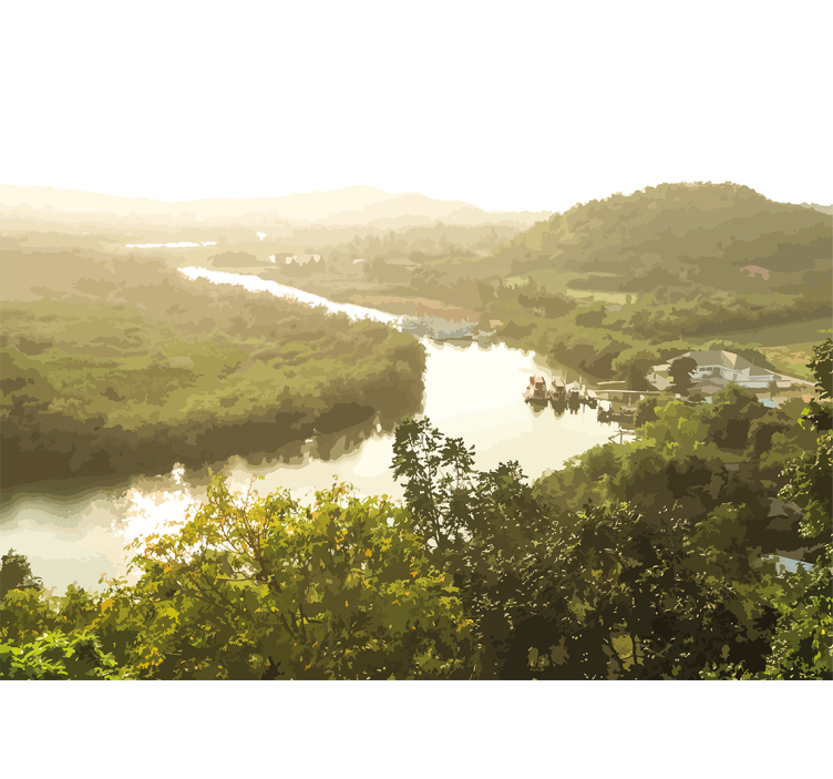 Landscape mural wallpaper serene river view - TenStickers