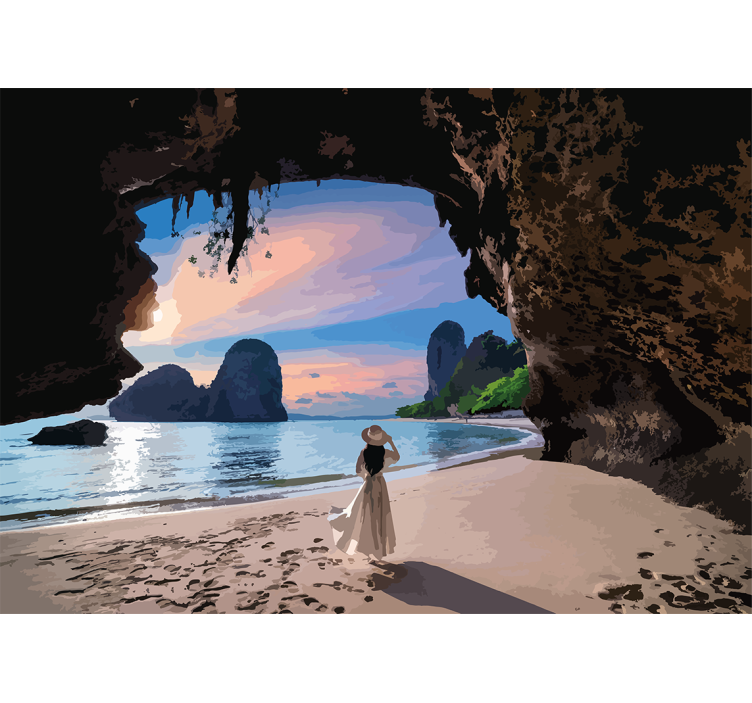 Landscape mural wallpaper serene beach escape - TenStickers