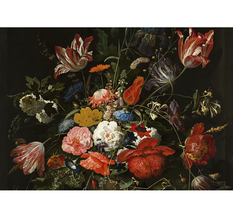 Red blue and white flowers Art Wall Mural - TenStickers