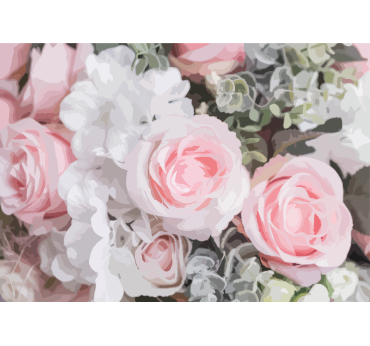 Flower mural romantic pink roses - TenStickers
