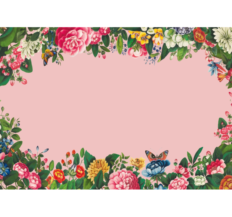 Elegant pink floral design flower mural - TenStickers