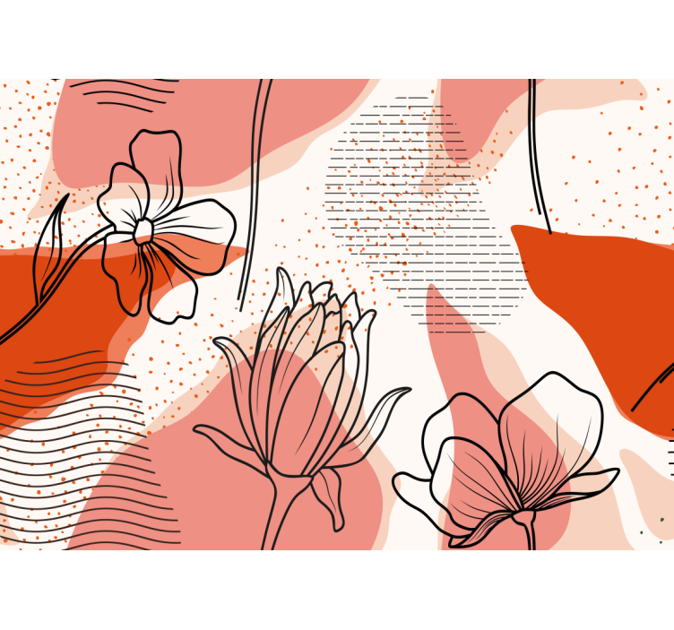 Flower mural floral line drawing - TenStickers
