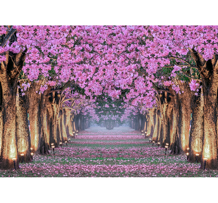 Flower mural cherry blossom pathway - TenStickers