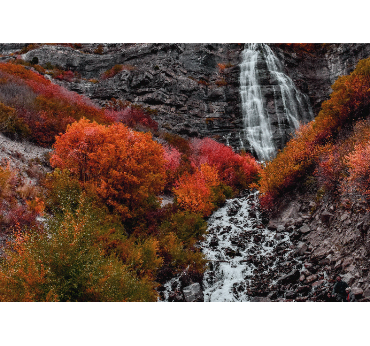 Red Autumn  Waterfall Wall Mural - TenStickers