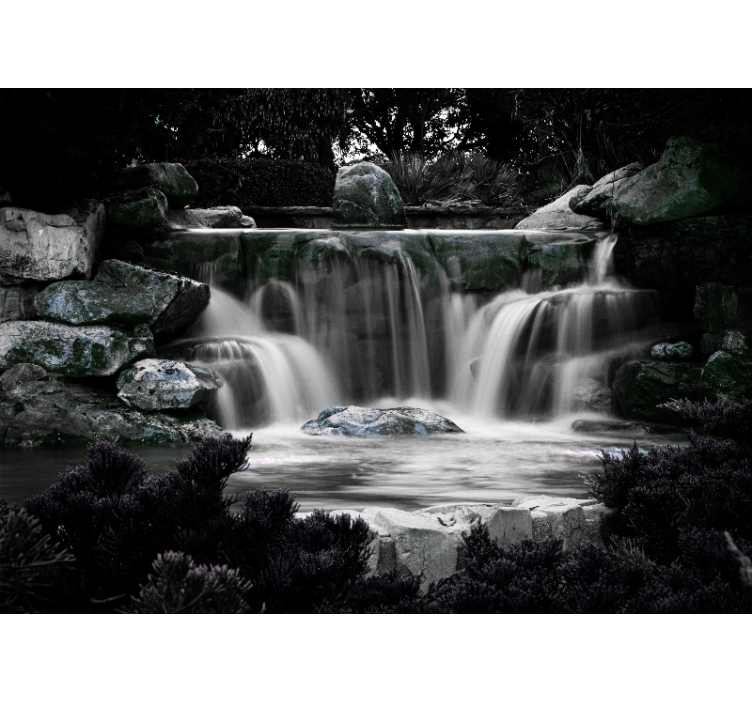 Black and white scenery Waterfall Wall Mural - TenStickers