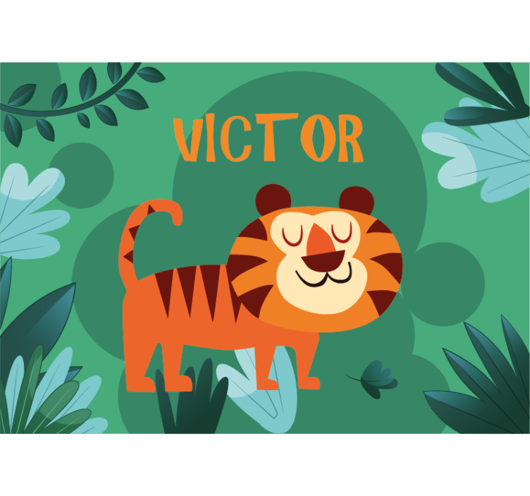Cute tiger for boy with name Nursery Mural - TenStickers