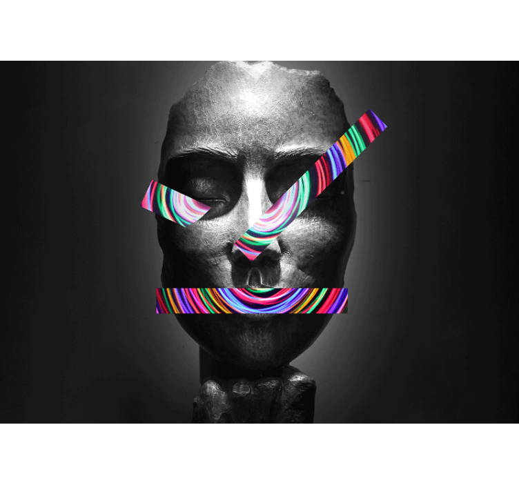 Painting wall mural abstract facial features - TenStickers