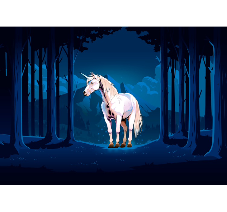 Fantasy wall mural majestic unicorn scene - TenStickers