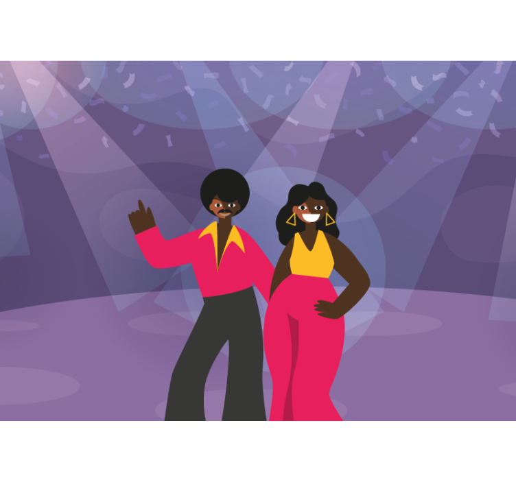 Music mural disco dancing duo - TenStickers