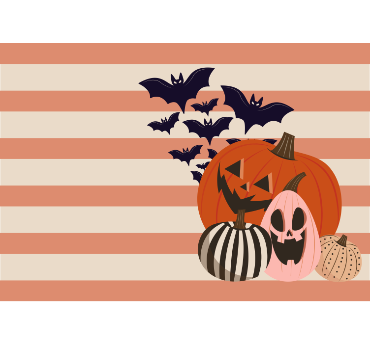 Halloween mural jack-o-lanterns and bats design - TenStickers
