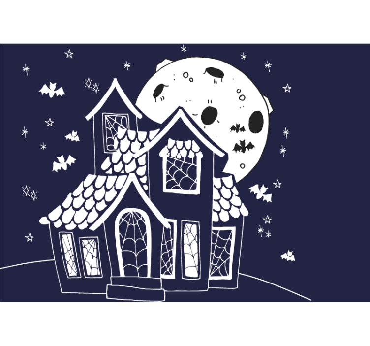 Halloween mural spooky haunted house - TenStickers