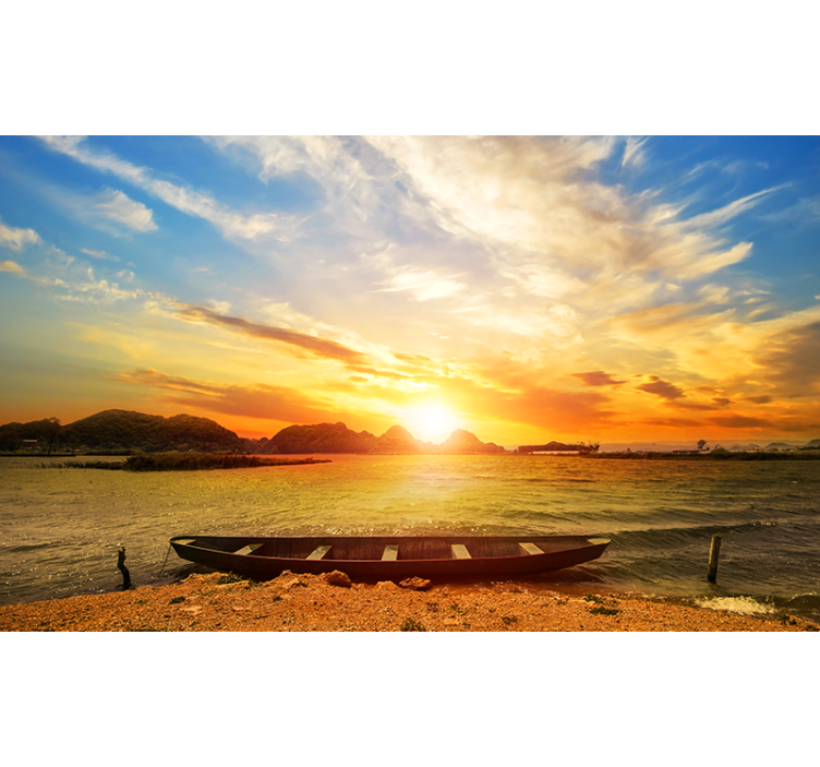 Landscape mural wallpaper serene sunset reflection - TenStickers
