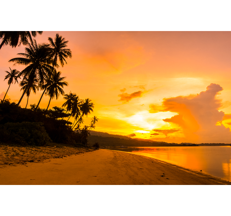 Landscape mural wallpaper tropical sunset calm - TenStickers