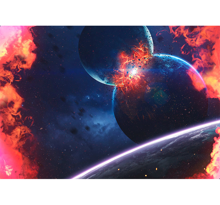 Space mural explosive cosmic collision artwork - TenStickers