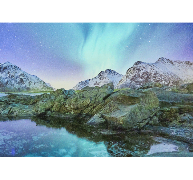 Landscape mural wallpaper northern lights reflection - TenStickers