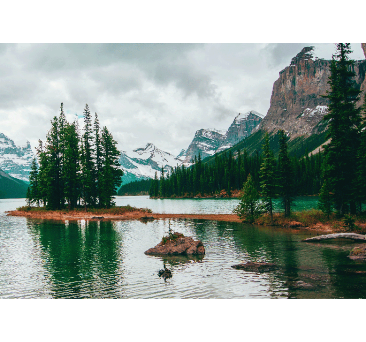 Tranquil alpine lake landscape mural wallpaper - TenStickers