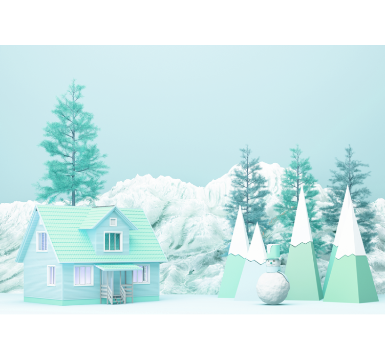 Winter landscape scene nature wall mural - TenStickers
