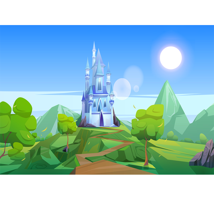 Fantasy wall mural enchanting castle scene - TenStickers