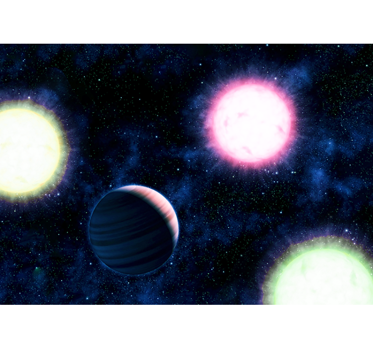 Planets in Neon Colors space wall mural - TenStickers