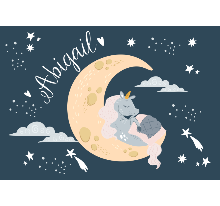 Children wall mural dreaming unicorn night - TenStickers