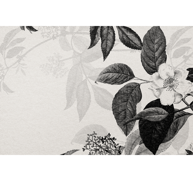 Black and white painted leaves wall mural - TenStickers