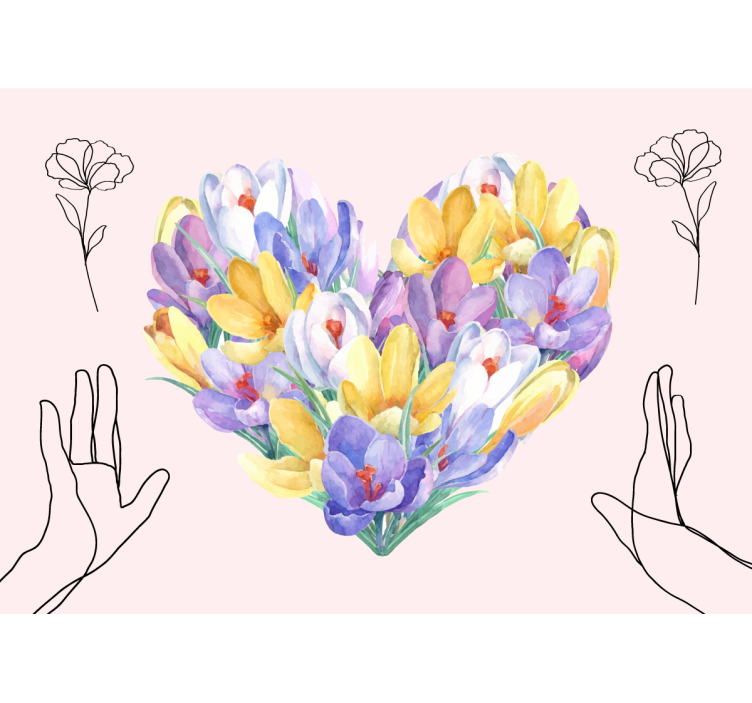 Flower mural heart shaped bouquet wall art - TenStickers