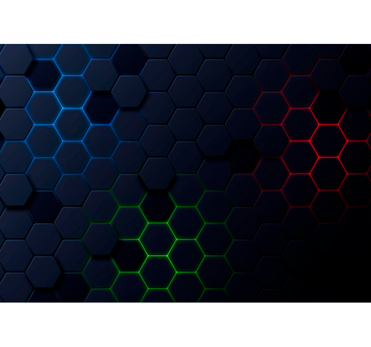 Dark neon hexagonal pattern 3d wallpaper - TenStickers