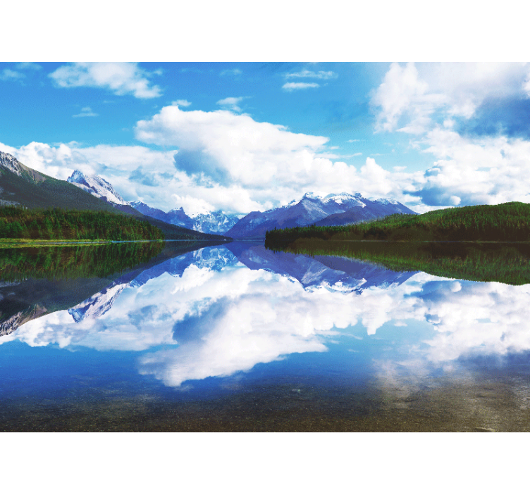Tranquil Mountain Reflection landscape mural wallpaper - TenStickers