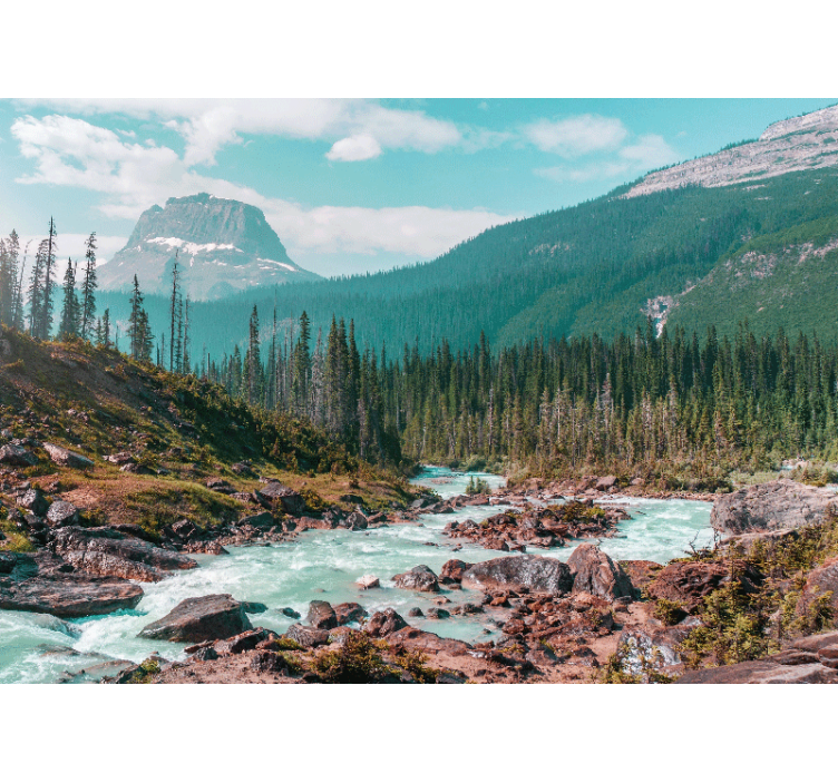 Verdant mountain stream landscape mural wallpaper - TenStickers