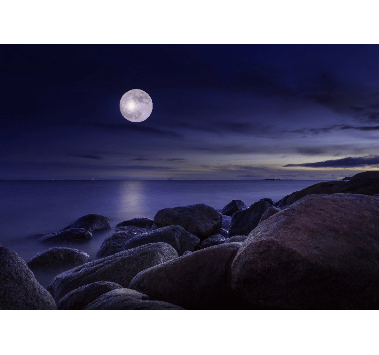 Sky mural lunar illuminated seascape - TenStickers