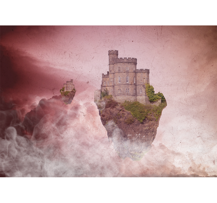 Floating Castles in Sky fantasy wall mural - TenStickers