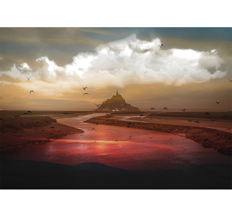 Landscape mural wallpaper mont saint michel inspired - TenStickers