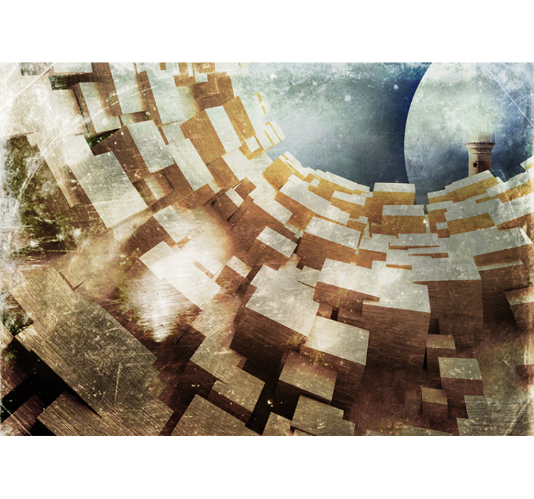 Wooden Tunnel Illusion Wood Wall Mural - TenStickers