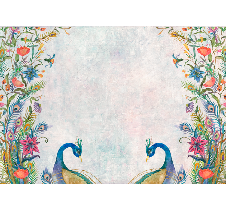 Home office wall mural elegant peacocks embrace - TenStickers