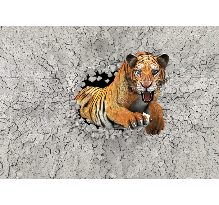 Animal wall mural tiger breaking through - TenStickers