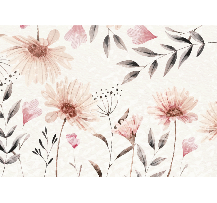 Flower mural floral pink design - TenStickers